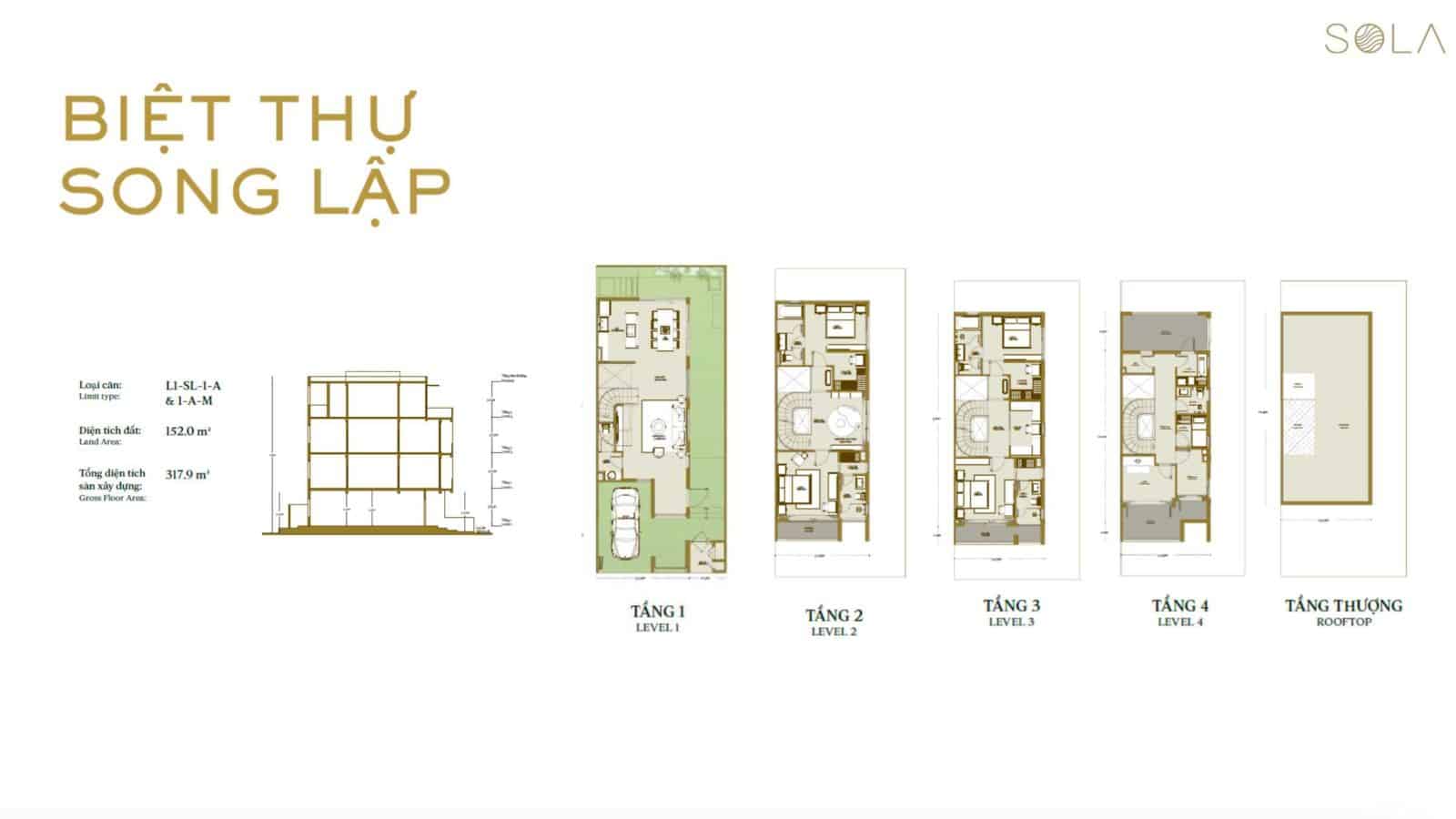 Mặt bằng Sola The Global City: Layout biệt thự, nhà phố