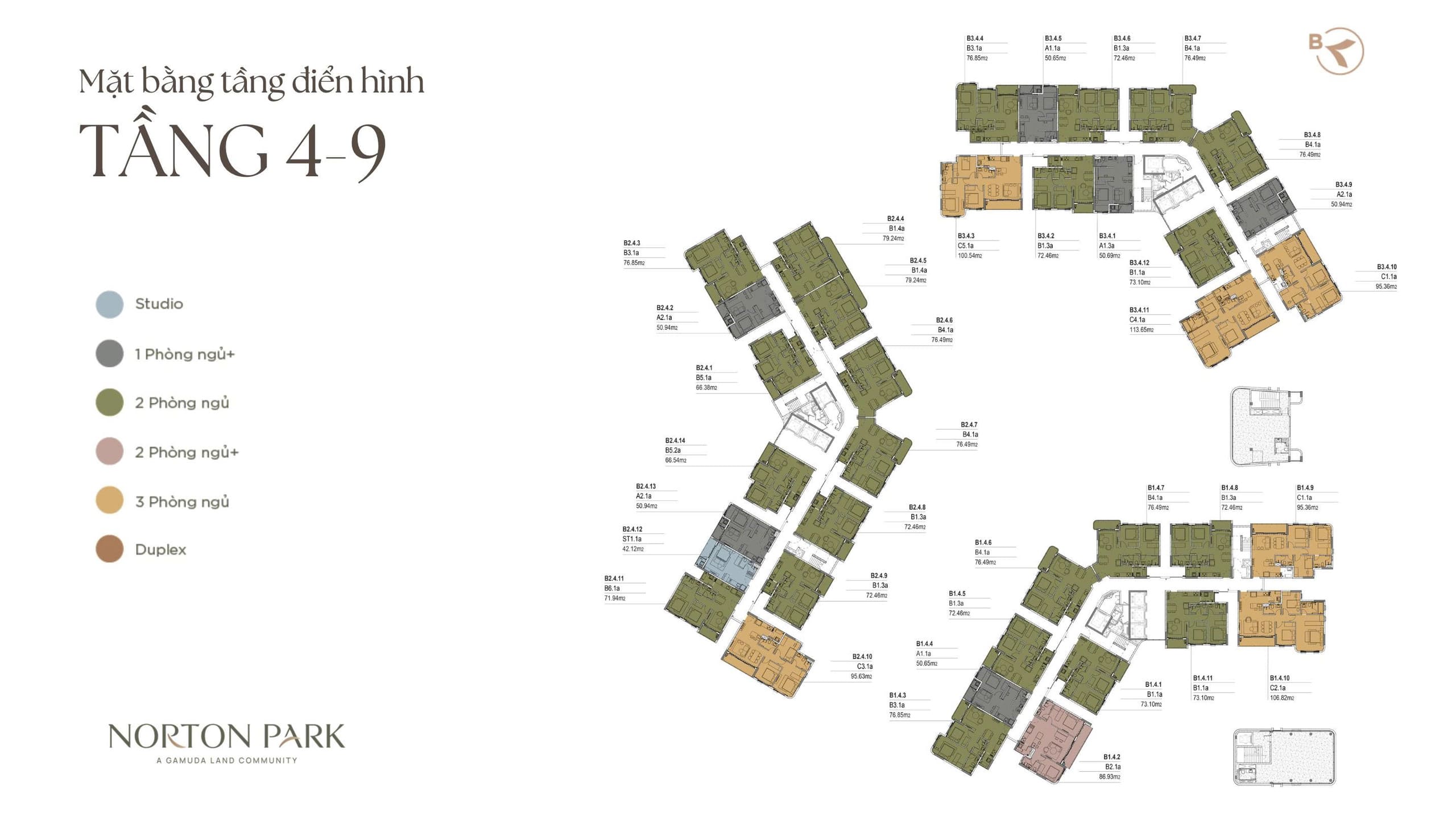 Mặt bằng căn hộ Norton Park: Diện tích, Layout mới nhất