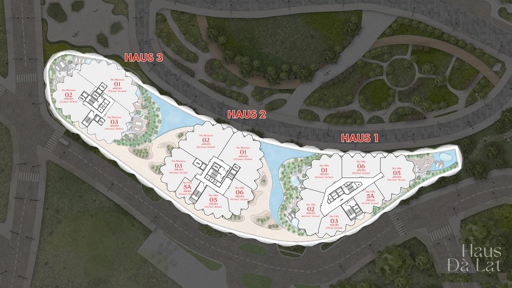 Mặt bằng Haus Đà Lạt: Chi tiết layout 3 tòa tháp