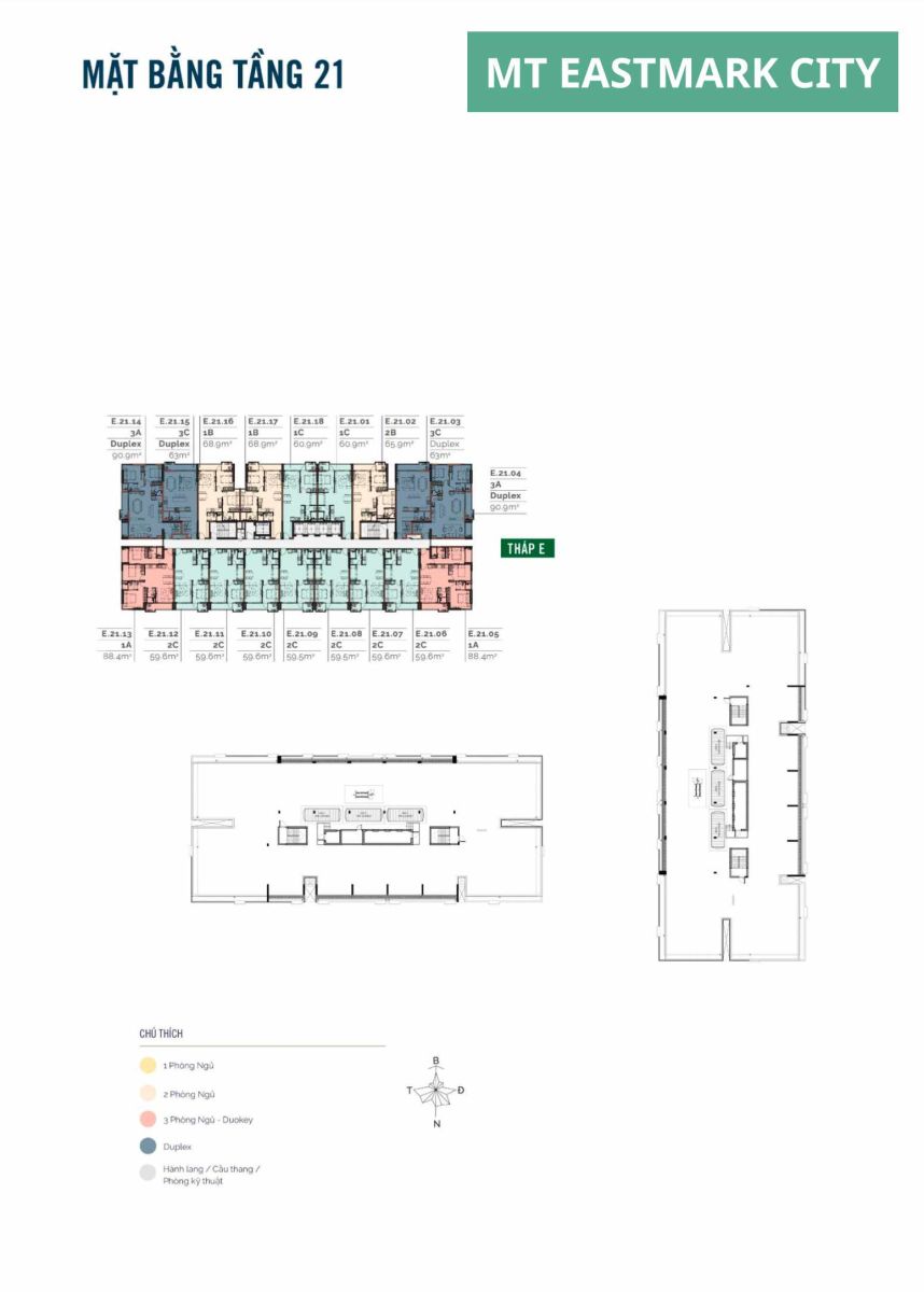 Mặt bằng căn hộ MT Eastmark City: Layout 1PN, 2PN, 3PN