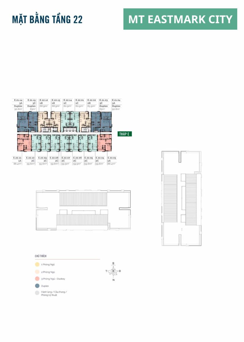 Mặt bằng căn hộ MT Eastmark City: Layout 1PN, 2PN, 3PN