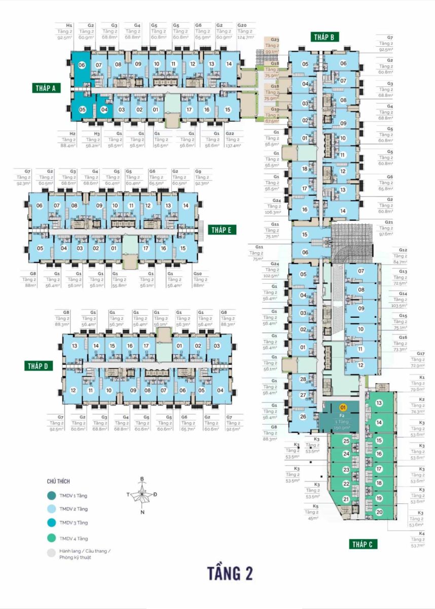 Mặt bằng căn hộ MT Eastmark City: Layout 1PN, 2PN, 3PN