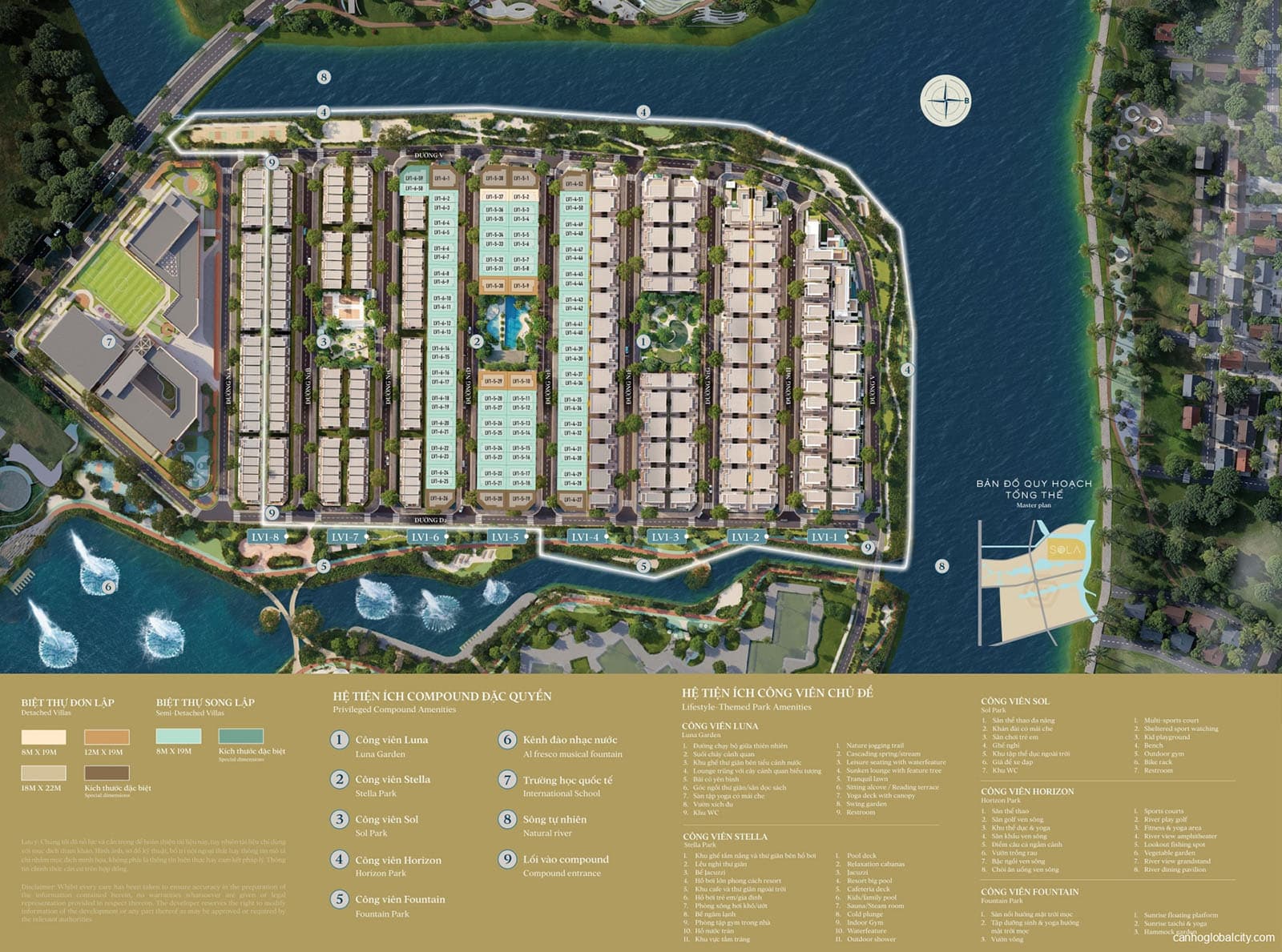 Mặt bằng Sola The Global City: Layout biệt thự, nhà phố
